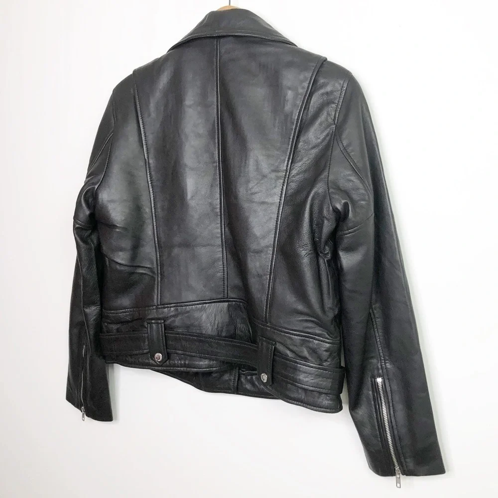 EACH X Other Paris Baya Black leather motorcycle belted jacket
